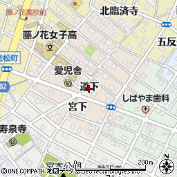 愛知県豊橋市瓦町道下周辺の地図