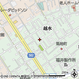愛知県豊橋市花田町（越水）周辺の地図