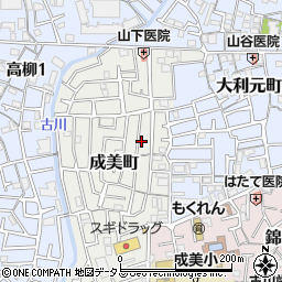 大阪府寝屋川市成美町周辺の地図