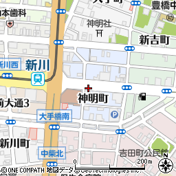 愛知県豊橋市神明町周辺の地図