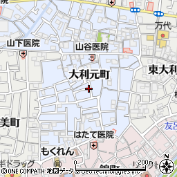 大阪府寝屋川市大利元町周辺の地図