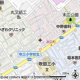 大阪府吹田市末広町5周辺の地図