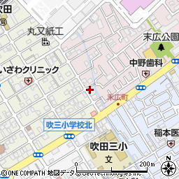 大阪府吹田市末広町5-12周辺の地図