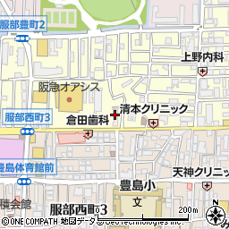 ホワイト急便服部豊町店周辺の地図
