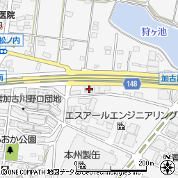 兵庫県加古川市野口町水足187-1周辺の地図