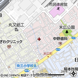 大阪府吹田市末広町8-29周辺の地図