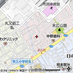 大阪府吹田市末広町8周辺の地図