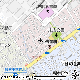 大阪府吹田市末広町17周辺の地図