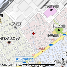 大阪府吹田市末広町9周辺の地図