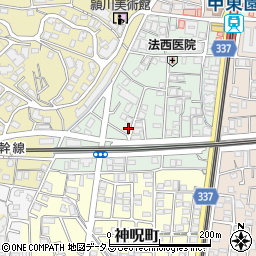 兵庫県西宮市松籟荘3-26周辺の地図