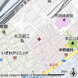 大阪府吹田市末広町11-16周辺の地図