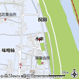 京都府相楽郡精華町祝園水車周辺の地図
