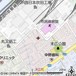 大阪府吹田市末広町14周辺の地図