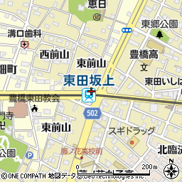 愛知県豊橋市東田町（東前山）周辺の地図