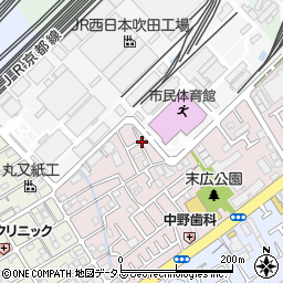 大阪府吹田市末広町13周辺の地図