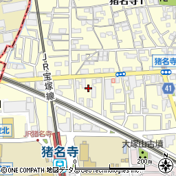 兵庫県尼崎市猪名寺周辺の地図
