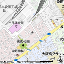 大阪府吹田市末広町21周辺の地図