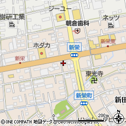 愛知県豊橋市新栄町（南小向）周辺の地図
