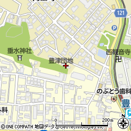 大阪府住宅供給公社豊津団地１号棟周辺の地図