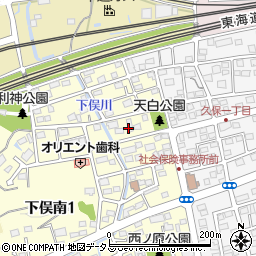 静岡県掛川市下俣南1丁目6周辺の地図