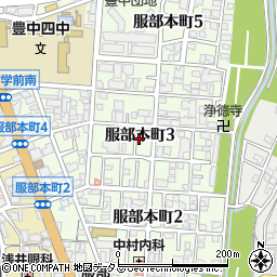 大阪府豊中市服部本町周辺の地図