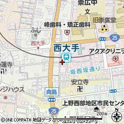 三重県伊賀市上野西大手町3580周辺の地図