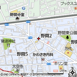兵庫県伊丹市野間2丁目周辺の地図