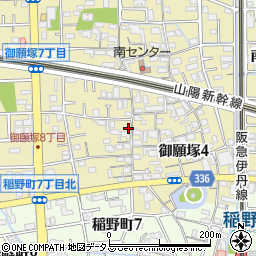 兵庫県伊丹市御願塚周辺の地図