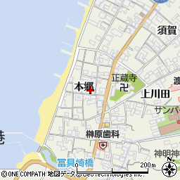 愛知県知多郡美浜町野間本郷周辺の地図