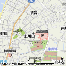 愛知県知多郡美浜町野間上川田周辺の地図