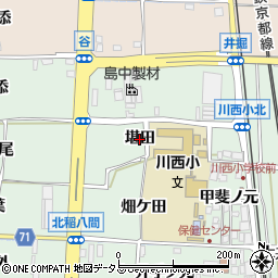 京都府精華町（相楽郡）北稲八間（堪田）周辺の地図