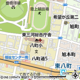 愛知県東三河総局　県民環境部・防災安全課・防災周辺の地図