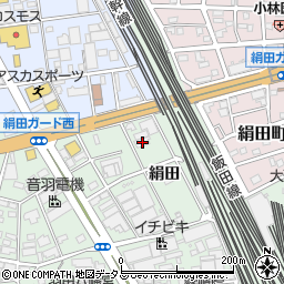 愛知県豊橋市花田町絹田121周辺の地図