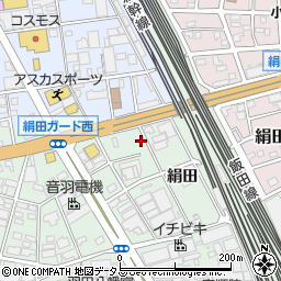 愛知県豊橋市花田町絹田124周辺の地図