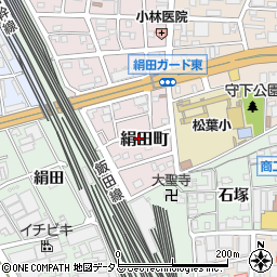 愛知県豊橋市絹田町周辺の地図