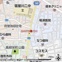 タイムパーキング池田旭町第２駐車場周辺の地図
