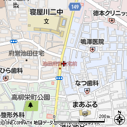 タイムパーキング池田旭町第２駐車場周辺の地図