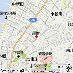 愛知県知多郡美浜町野間須賀周辺の地図