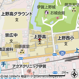 上野高校生徒指導室周辺の地図