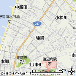 愛知県知多郡美浜町野間須賀77周辺の地図
