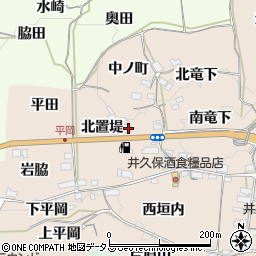 京都府木津川市加茂町井平尾北置堤周辺の地図