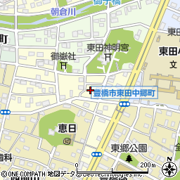 愛知県豊橋市東田中郷町周辺の地図