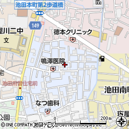 タイムズ池田旭町駐車場周辺の地図