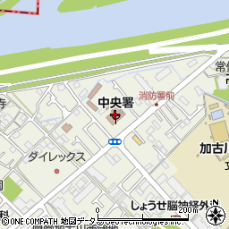 加古川市消防本部中央消防署周辺の地図