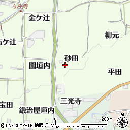 京都府木津川市加茂町例幣砂田周辺の地図