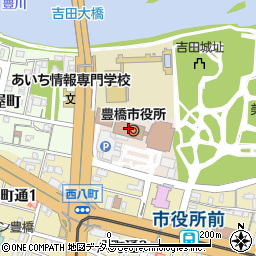 豊橋市役所市議会　議長周辺の地図