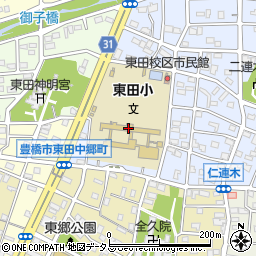 豊橋市役所　東田校区市民館周辺の地図