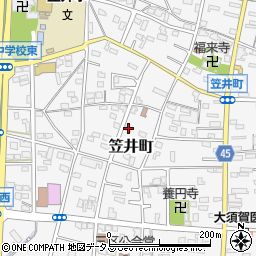静岡県浜松市中央区笠井町523周辺の地図