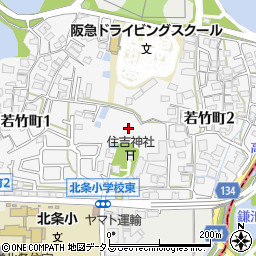 大阪府豊中市若竹町周辺の地図