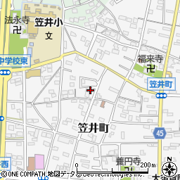 静岡県浜松市中央区笠井町501周辺の地図
